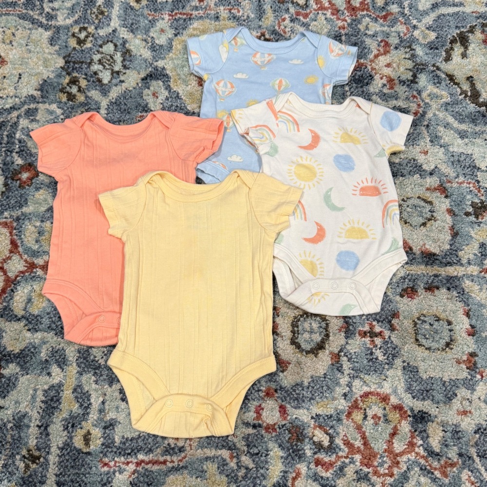 Member's Mark Bodysuit Set Kids NB Multi Organic Cotton Celestial Boho EUC